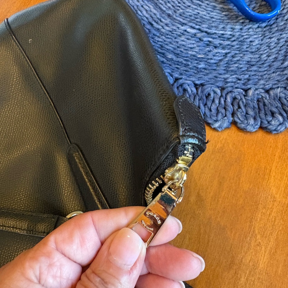 Coach Black Leather Tote with Signature Design - Picture 11 of 17